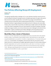 Cover of the Tax Policies Affecting Nonprofit Employment Policy Paper.