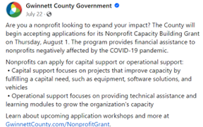 Social media post by Gwinnett County Government